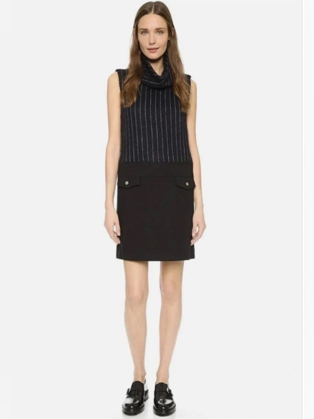 NWT Sea New York Wool Mohair Pinstripe & Denim Dress in Navy, Size 4